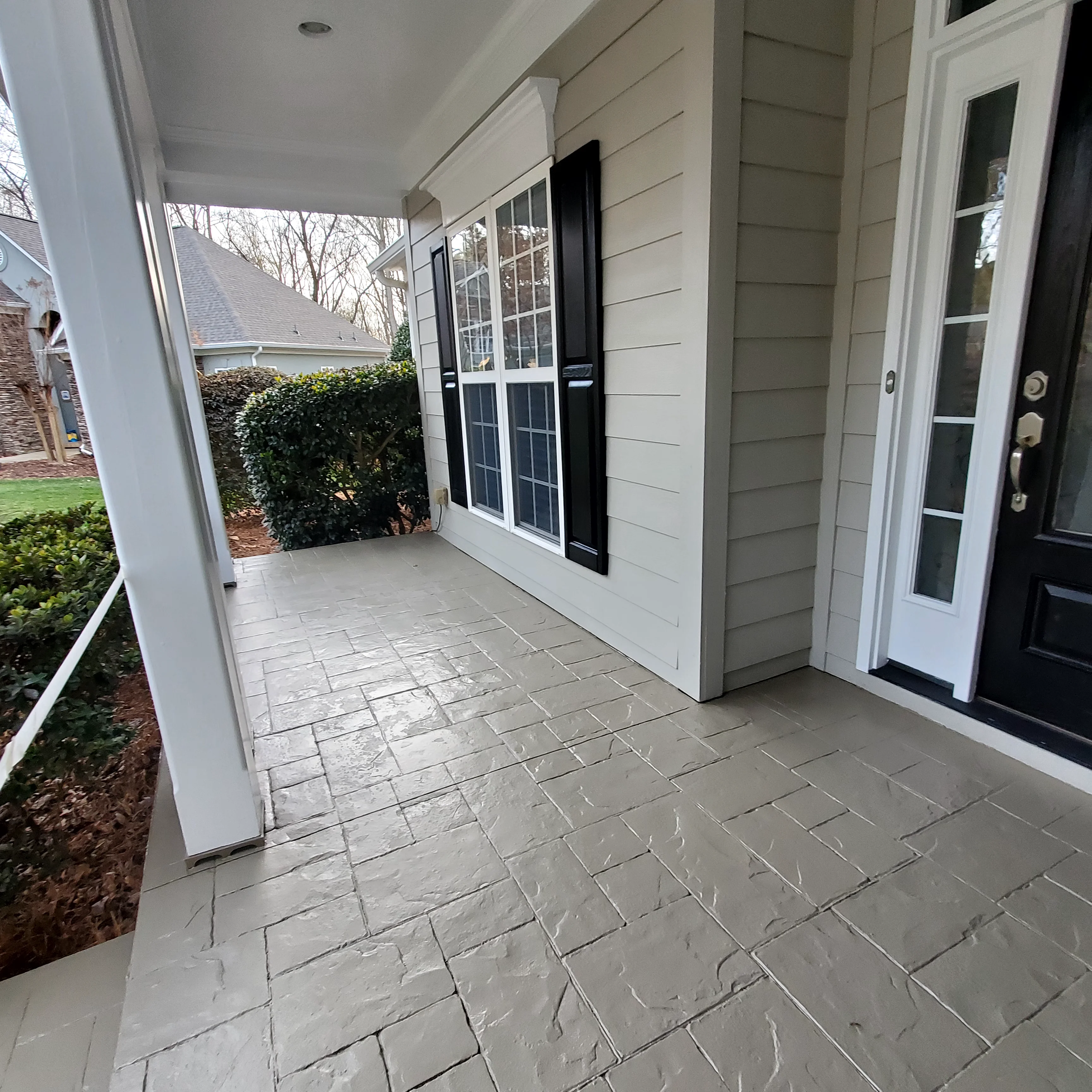 Freshly painted porch transformation